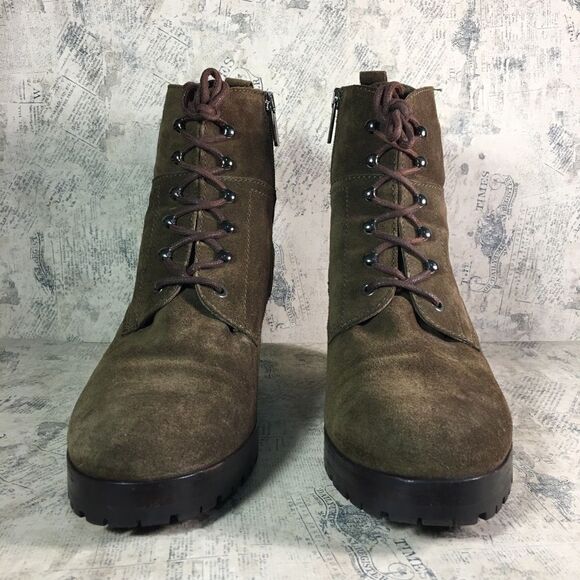 Aquatalia Chance Suede Lace-Up Wedge Boot, Forest (Olive) - Picture 3 of 13